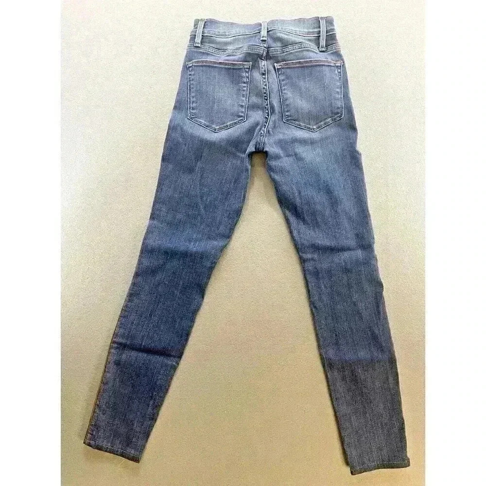 Frame Le High Skinny Jeans leather tuxedo piping Denim Mid Rise Stretch - Picture 5 of 15